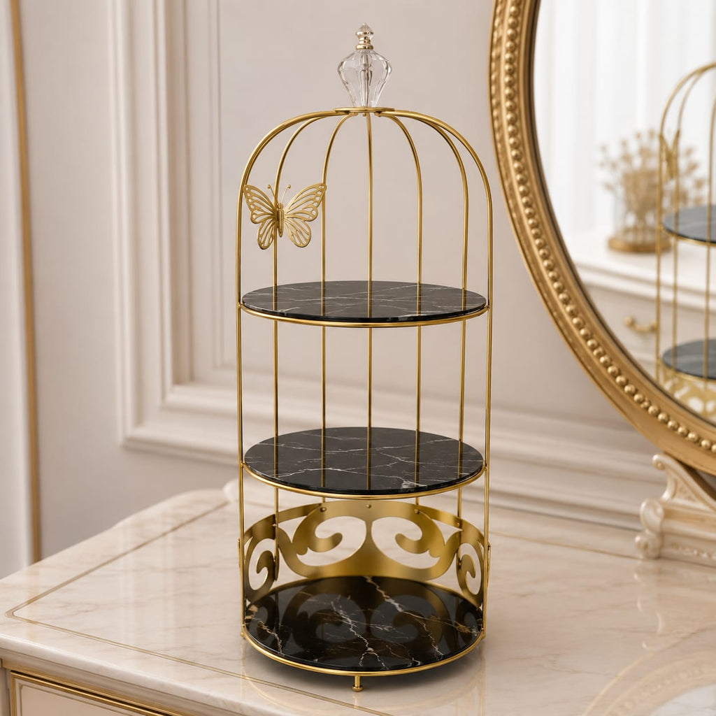 3 Layers Cage Cosmetics Storage Organizer – Multi-Tier Makeup & Skincare Storage Rack for Vanity, Bathroom & Dressing Table