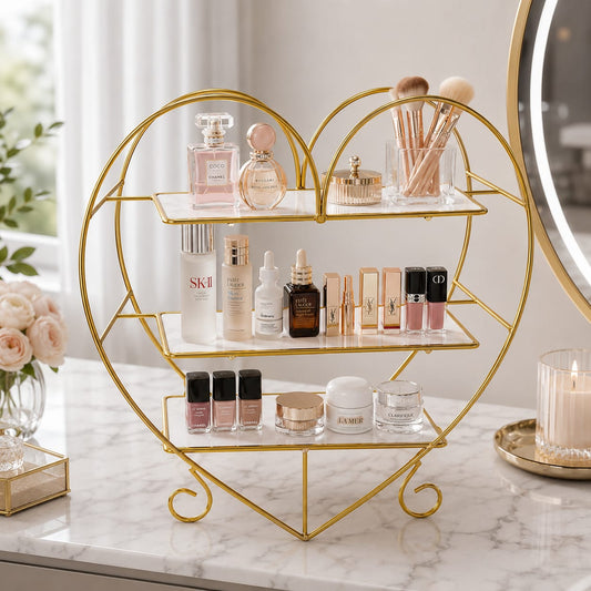 Hafsa Heart Shape 3 Layers Cosmetics & Food Organizer