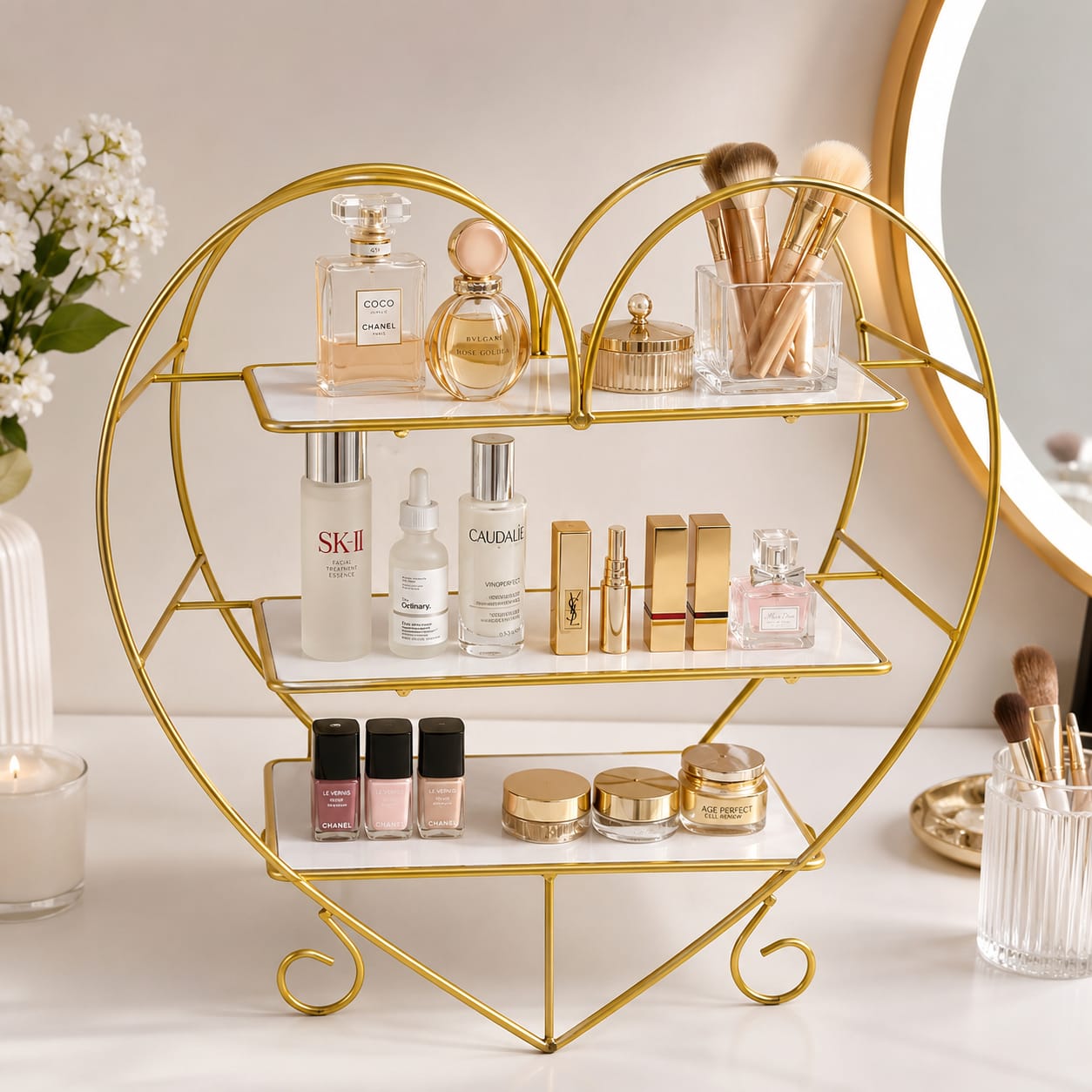 Hafsa Heart Shape 3 Layers Cosmetics & Food Organizer