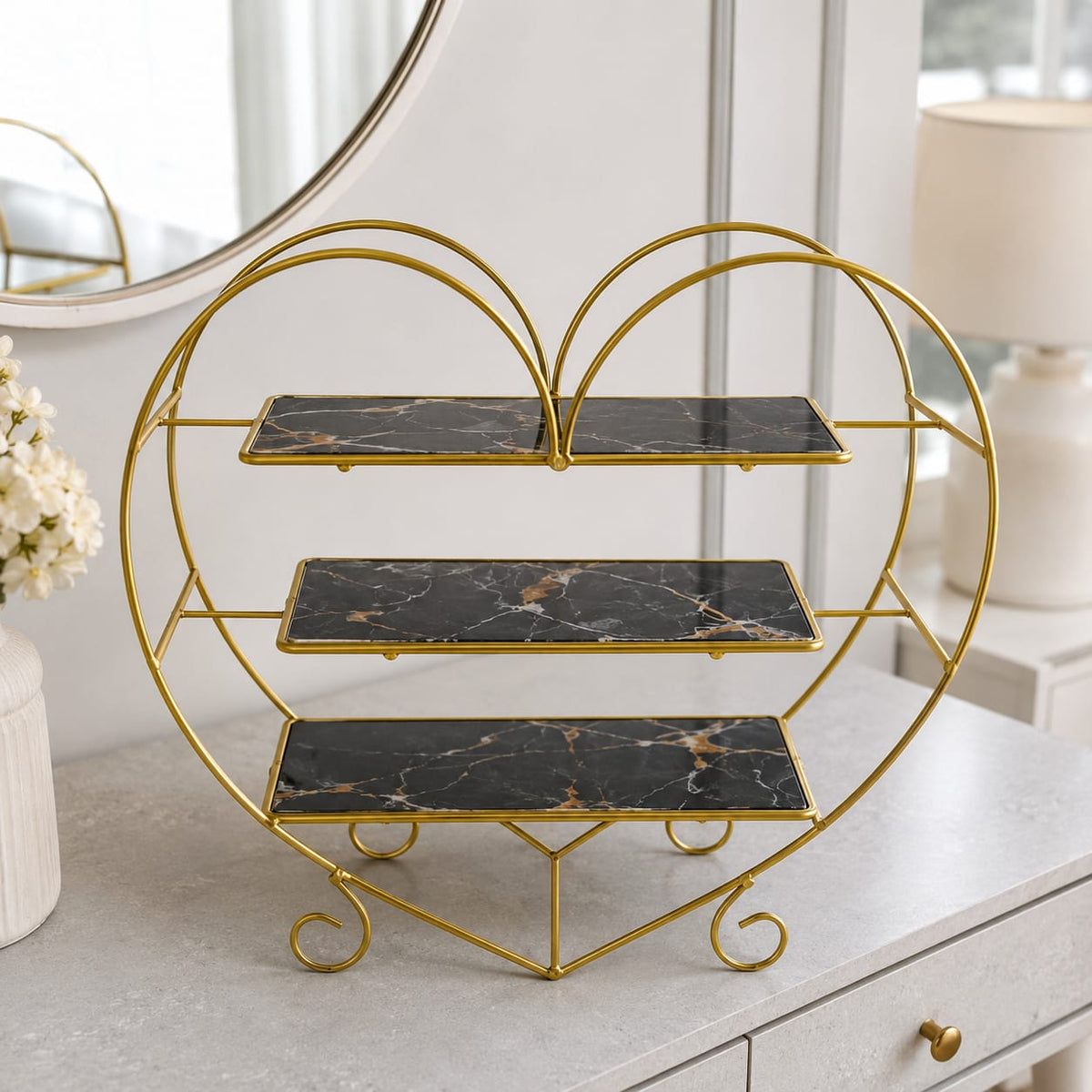 Hafsa Heart Shape 3 Layers Cosmetics & Food Organizer