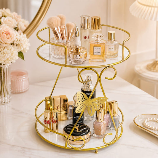 2 Layers Butterfly Organizer Stand – Elegant Multi-Purpose Storage Rack