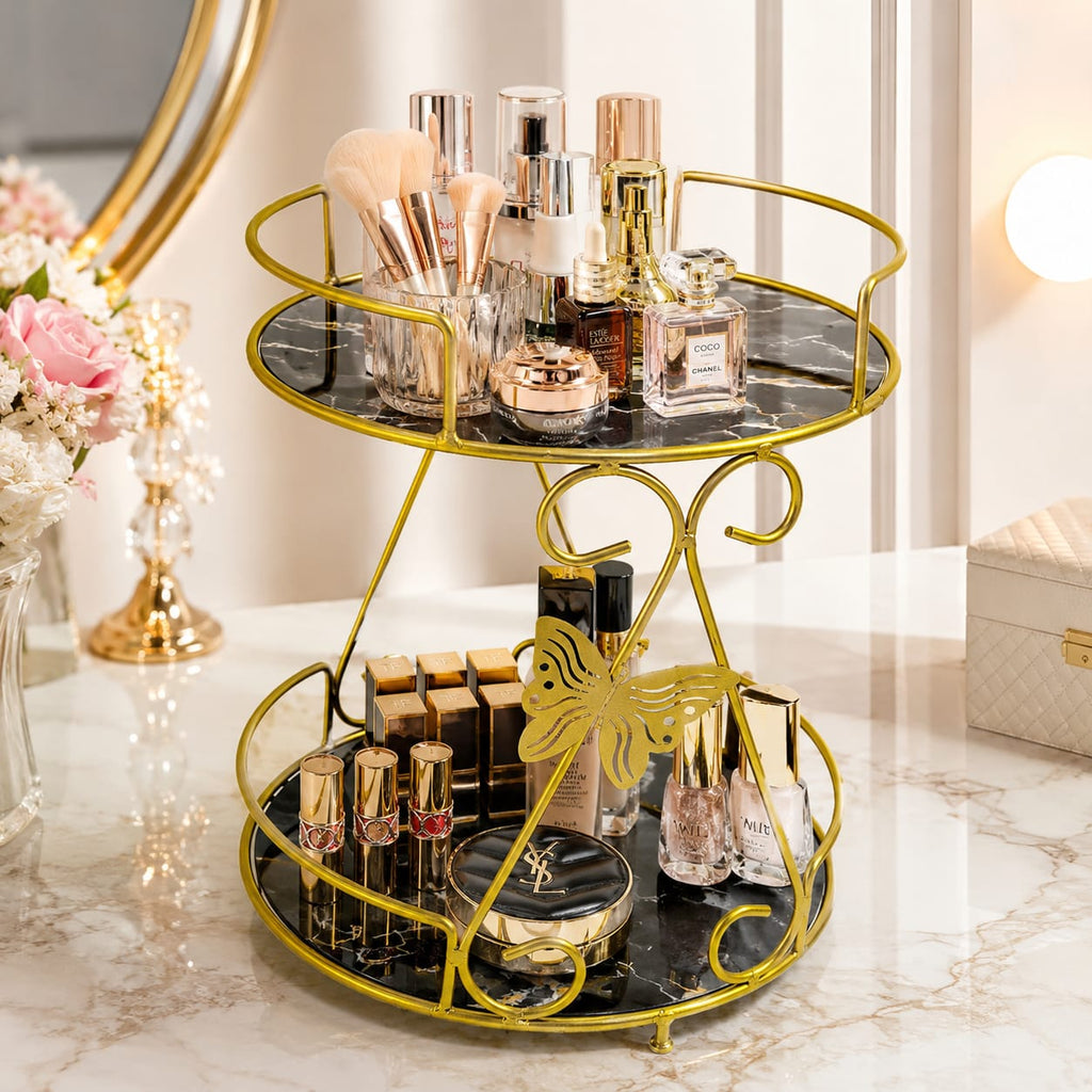 2 Layers Butterfly Organizer Stand – Elegant Multi-Purpose Storage Rack