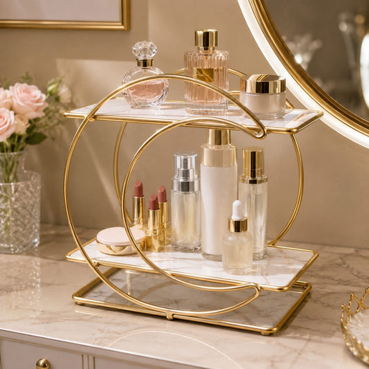 Elegant Multi-Purpose Storage Shelf for Makeup, Cosmetics & Accessories