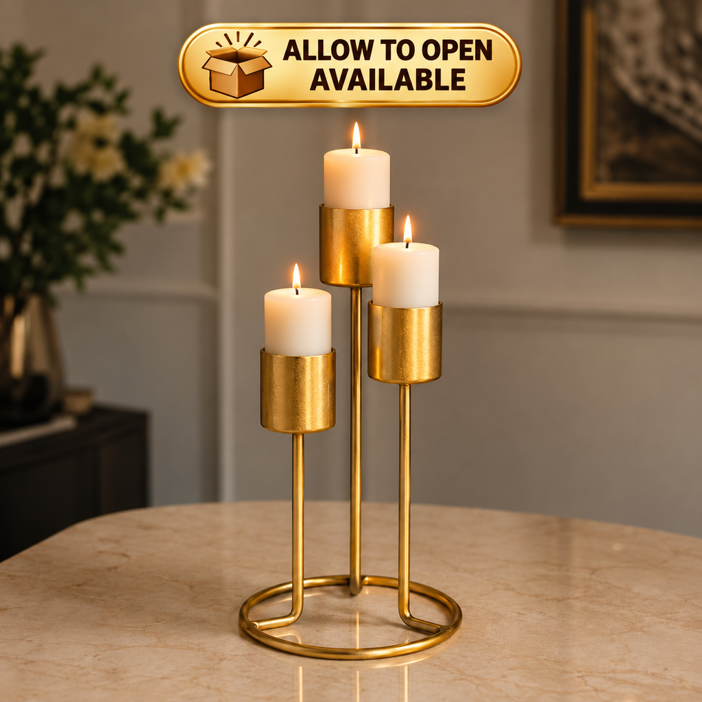 Elegant Metal Candle Holder Stand – Decorative Tabletop Centerpiece for Home Décor