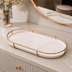 Premium Design Marble Cover Cosmetics Tray | Elegant Makeup Organizer with Protective Lid