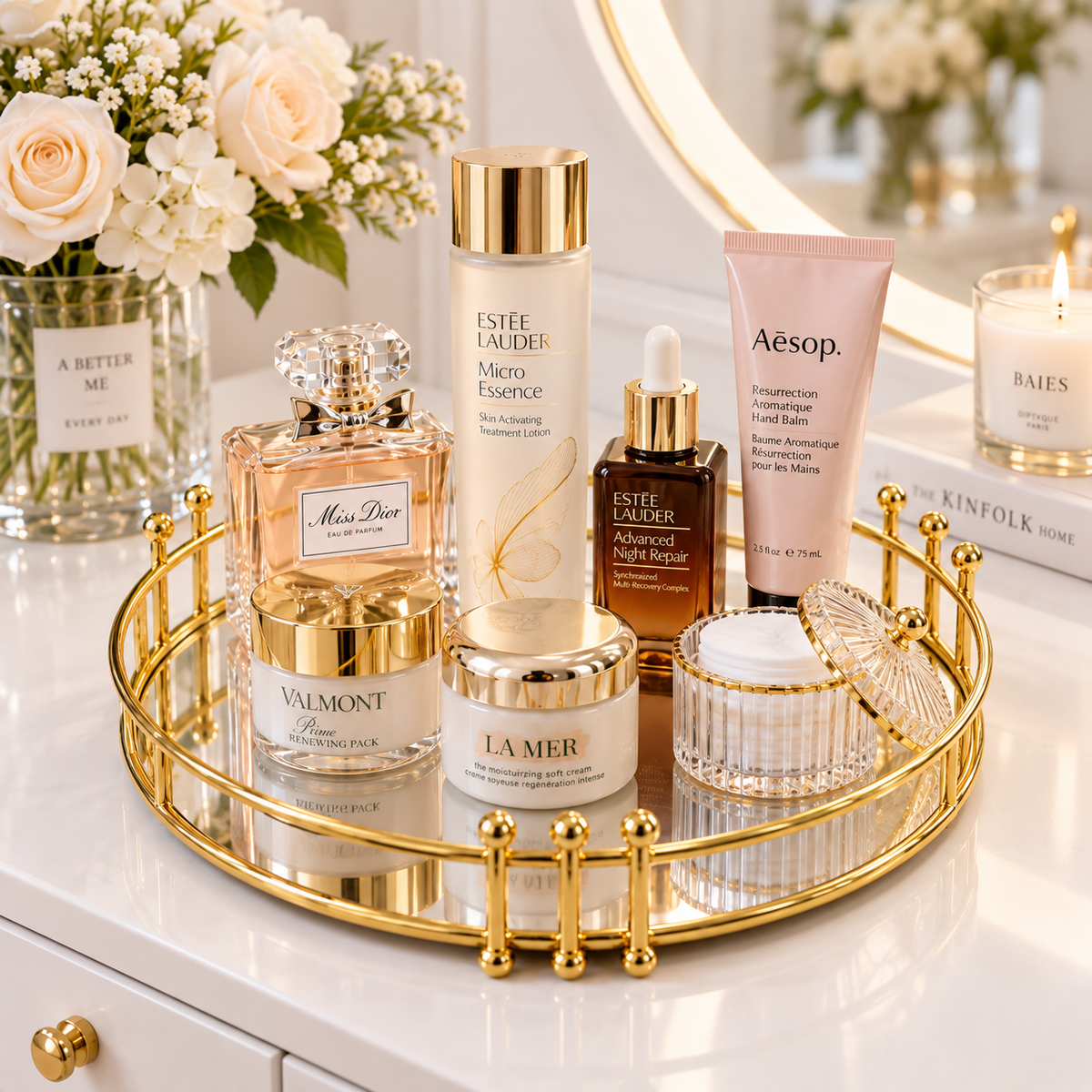 Luxury Golden Marble Cosmetic Organizer Tray