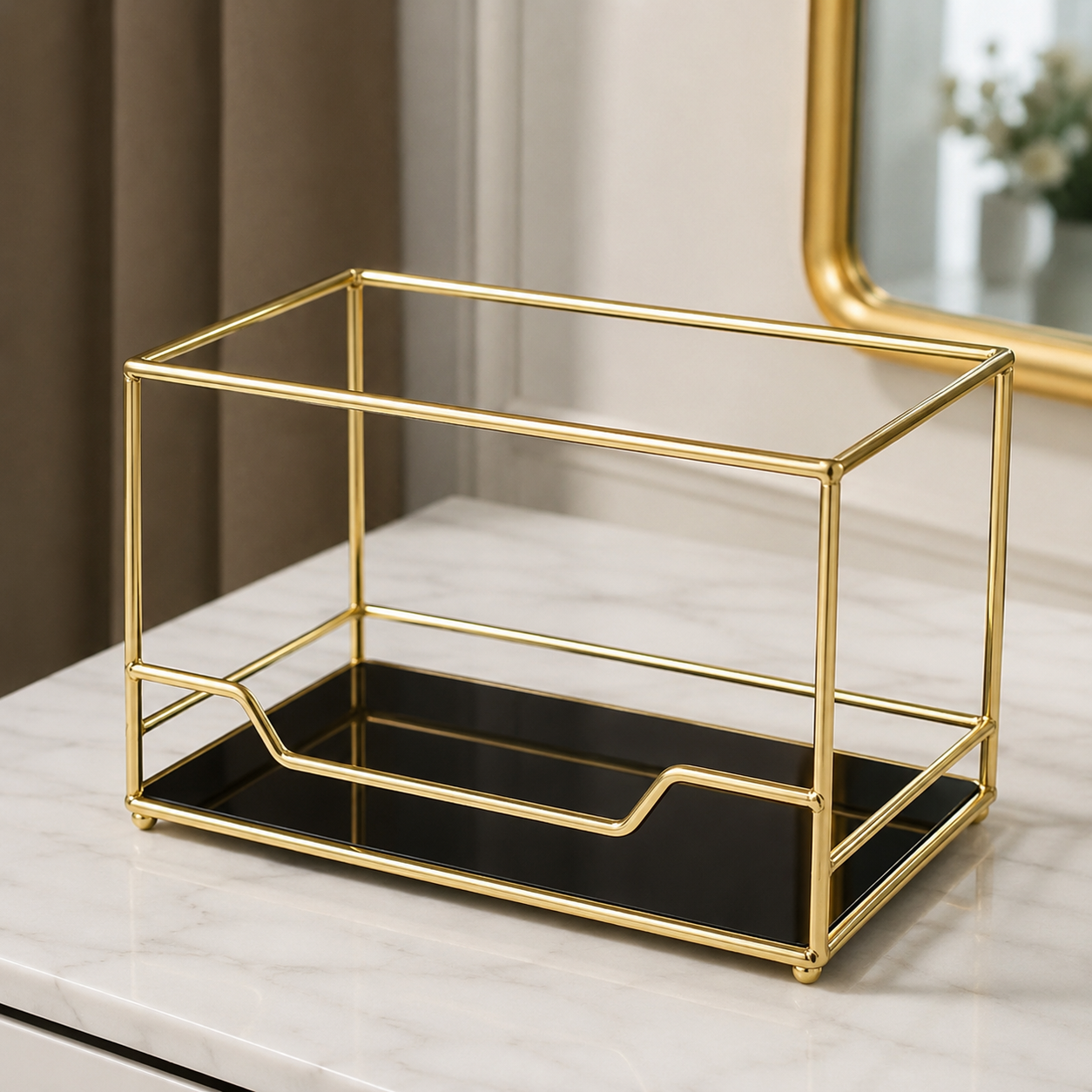 Luxury Gold Frame Cosmetic Organizer Tray