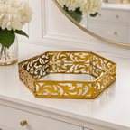Hexagonal Cosmetics & Serving Mirror Tray – Luxury Vanity Organizer & Decorative Display Tray