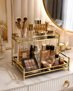 Luxury 2-Tier Gold Mirror Cosmetic Organizer Tray – Vanity Makeup & Perfume Stand