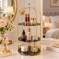 3 Layers Cage Cosmetics Storage Organizer – Multi-Tier Makeup & Skincare Storage Rack for Vanity, Bathroom & Dressing Table