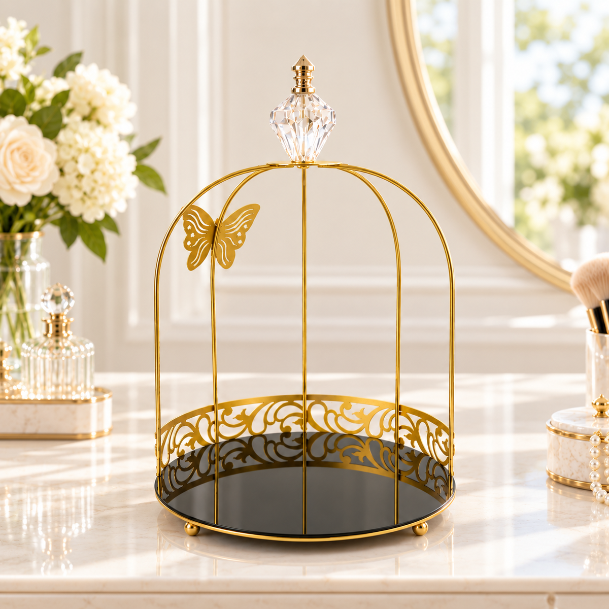 Hafsa 1-Layer Butterfly Single Cage Organizer – Elegant Cosmetic & Vanity Storage Rack