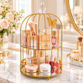 Luxury 2-Tier Golden Butterfly Cosmetic Organizer with Mirror Trays | Premium Makeup & Perfume Storage Stand