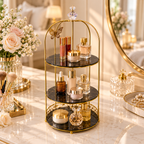 3 Layers Cage Cosmetics Storage Organizer – Multi-Tier Makeup & Skincare Storage Rack for Vanity, Bathroom & Dressing Table