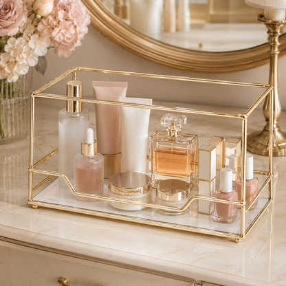 Elegant Gold Vanity Storage Basket