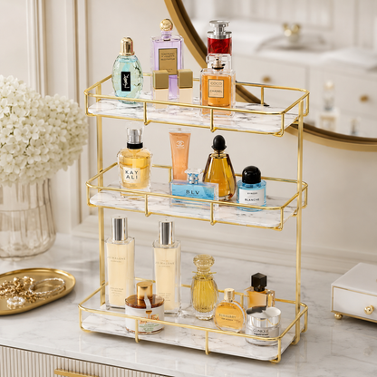 3 Layers Luxury Design Free Standing Shelf Makeup Organizer