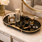 Premium Design Marble Cover Cosmetics Tray | Elegant Makeup Organizer with Protective Lid