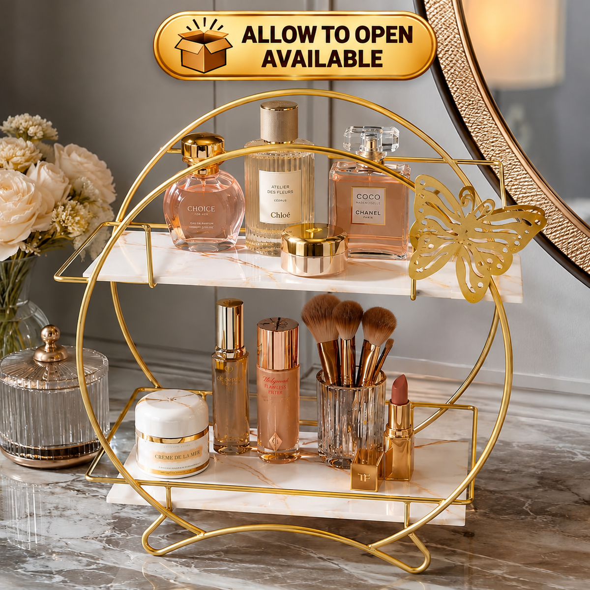 Hafsa Butterfly 2 Layers Cosmetics Organizer