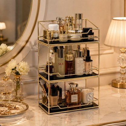 Luxury 3 Tier Golden Cosmetic & Skincare Organizer Rack