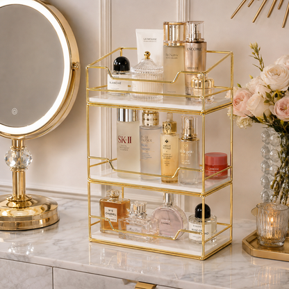 Luxury 3 Tier Golden Cosmetic & Skincare Organizer Rack