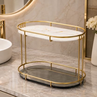Luxury 2 Tier Golden Bathroom & Cosmetic Organizer Stand