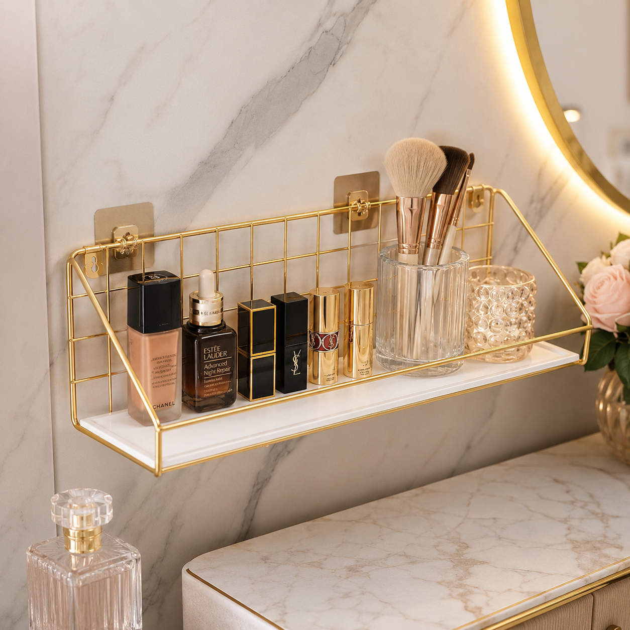 Multipurpose Wall Mounted Bathroom Storage Rack | Space-Saving Organizer Shelf for Toiletries & Accessories
