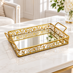 Luxury Golden Mirror Cosmetic Organizer Tray