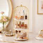 Luxury 3-Tier Golden Cage Cosmetic & Perfume Organizer