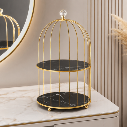 2 Layers Cosmetics Cage Organizer – Stylish Makeup & Skincare Storage Rack