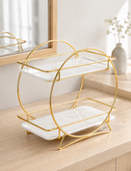 Luxury 2-Tier Golden Round Frame Cosmetic & Makeup Organizer