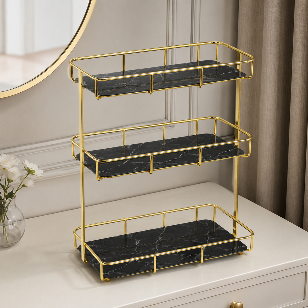 3 Layers Luxury Design Free Standing Shelf Makeup Organizer