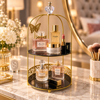 Butterfly 2 Layers Vanity Cage Organizer – Elegant Gold Makeup & Perfume Storage Stand