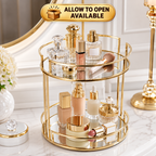 Luxury 2 Tier Gold Mirror Cosmetic Organizer Tray
