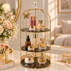 3 Layers Cage Cosmetics Storage Organizer – Multi-Tier Makeup & Skincare Storage Rack for Vanity, Bathroom & Dressing Table