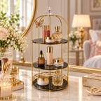 3 Layers Cage Cosmetics Storage Organizer – Multi-Tier Makeup & Skincare Storage Rack for Vanity, Bathroom & Dressing Table