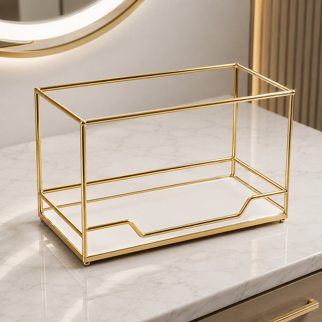 Luxury Gold Frame Cosmetic Organizer Tray