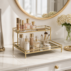 Luxury 2-Tier Golden Rectangular Cosmetic & Perfume Organizer