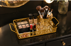 Luxury Golden Rectangular Mirror Tray with Handles