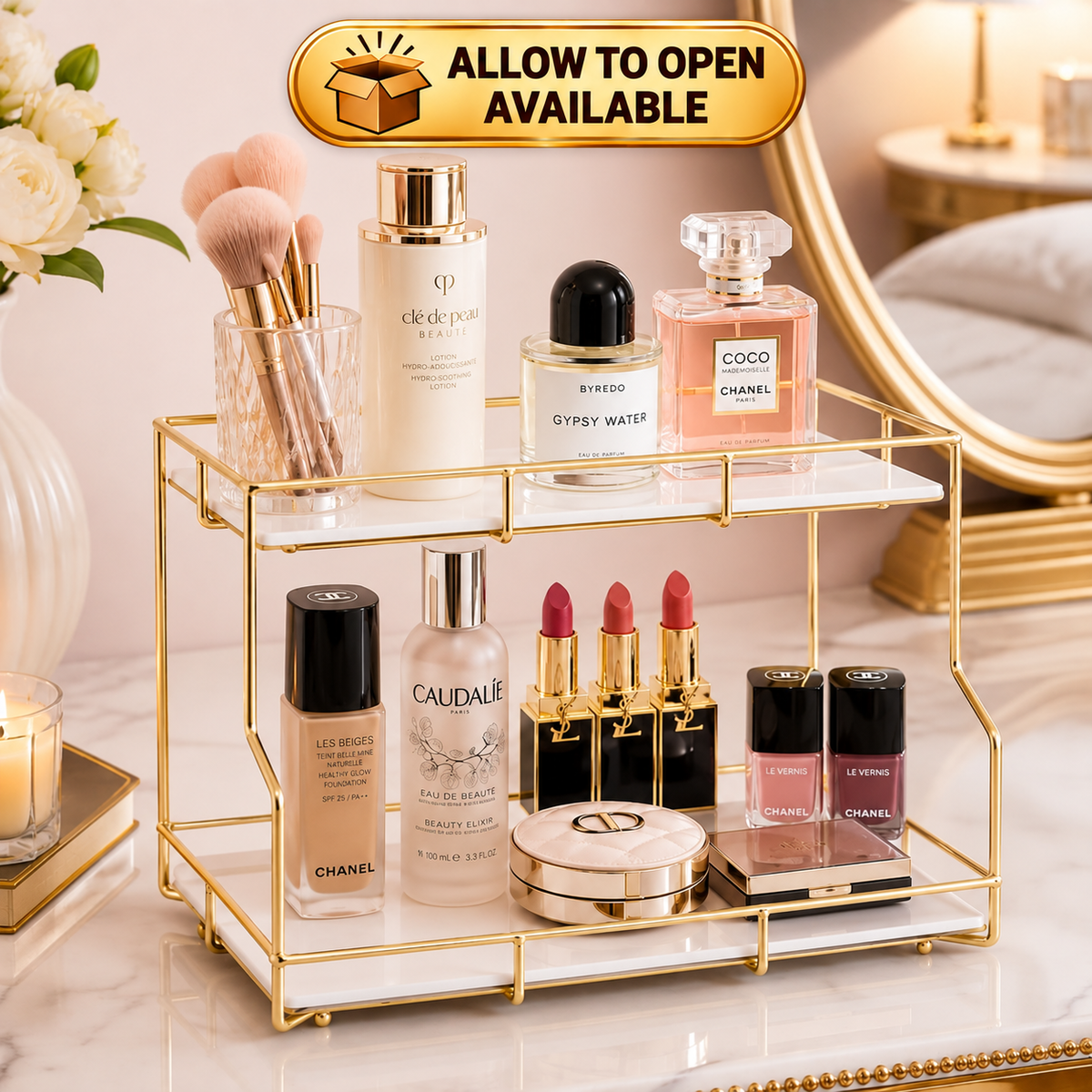 2 Layers Cosmetics & Makeup Organizer – Elegant Countertop Storage Rack