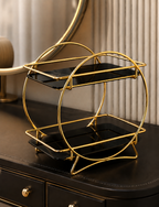Luxury 2-Tier Golden Round Frame Cosmetic & Makeup Organizer