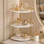 Luxury 3 Tier Golden Corner Organizer Rack – Bathroom & Vanity Storage Shelf