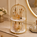 2 Layers Cosmetics Cage Organizer – Elegant Vanity & Makeup Storage Rack
