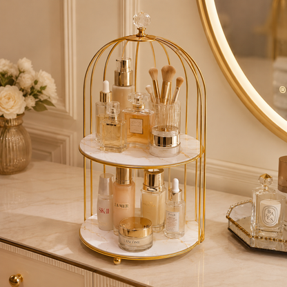 2 Layers Cosmetics Cage Organizer – Stylish Makeup & Skincare Storage Rack