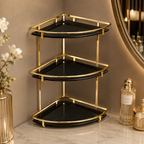 Luxury 3 Tier Golden Corner Organizer Rack – Bathroom & Vanity Storage Shelf
