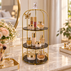 3 Layers Cage Cosmetics Storage Organizer – Multi-Tier Makeup & Skincare Storage Rack for Vanity, Bathroom & Dressing Table