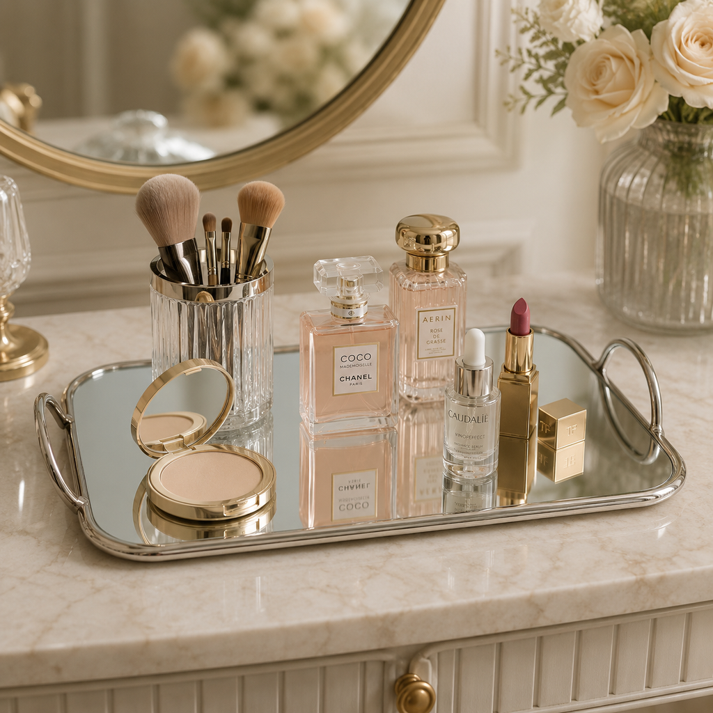 Premium Tableware Cosmetics Dish with Mirror Tray