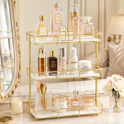3 Layers Luxury Design Free Standing Shelf Makeup Organizer