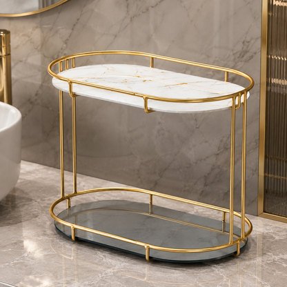 Luxury 2 Tier Golden Bathroom & Cosmetic Organizer Stand
