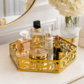 Hexagonal Cosmetics & Serving Mirror Tray – Luxury Vanity Organizer & Decorative Display Tray