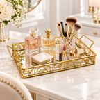 Luxury Golden Mirror Cosmetic Organizer Tray