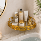 Luxury Golden Wall Mounted Corner Bathroom Organizer Shelf